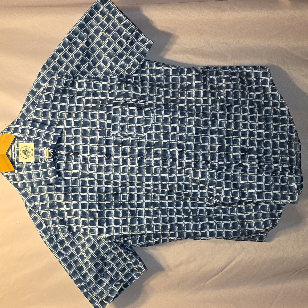 Vintage Kennington Blue Patterned Shirt Mens Size Large (Frank #19)